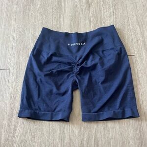 YoungLA Blue Bike Shorts Elastic Waistband Athletic Fit